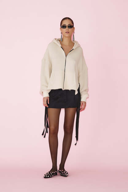 Cotton Beige Cutout Hoodie - PRESPRING25