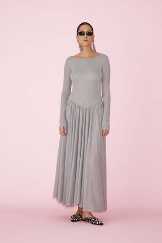 Grey Glitter Midi Dress - PRESPRING25 - PNK Casual