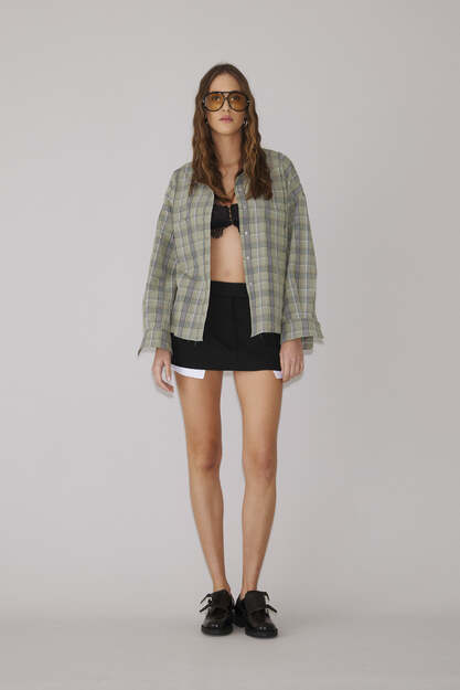 Green Checkered Oversized Shirt