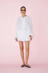 White Cotton Oversized Shirt With Ruffled Detail - SS25