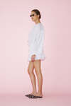 White Cotton Oversized Shirt With Ruffled Detail - SS25