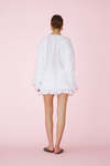 White Cotton Oversized Shirt With Ruffled Detail - SS25