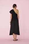 One Shoulder Black Viscose Midi Dress - SS25