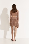 Beige Pleated Mini Skirt with Asymmetric Hem - SS25