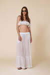 White Cotton Pleated Maxi Skirt - SS25