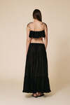 Black Cotton Pleated Maxi Skirt - SS25