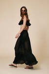Black Cotton Pleated Maxi Skirt - SS25
