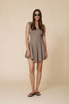 Brown Mini Dress with Flared Cut - SS25
