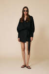 Black Lightweight Wrap Dress With Long Sleeves And Waist Tie - SS25
