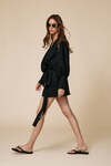 Black Lightweight Wrap Dress With Long Sleeves And Waist Tie - SS25