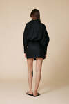 Black Lightweight Wrap Dress With Long Sleeves And Waist Tie - SS25