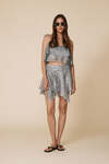 Grey Asymmetric Sequin Skirt - SS25