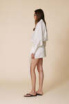 White Lightweight Wrap Dress With Long Sleeves And Waist Tie - SS25