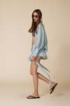 Aqua Wrap Blouse With Long Sleeves - SS25