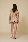 Beige Cotton Oversized Shirt With Ruffled Detail - SS25