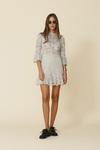 Light Green Mini Lace Dress With Three-Guarter Flared Sleeves - FW25