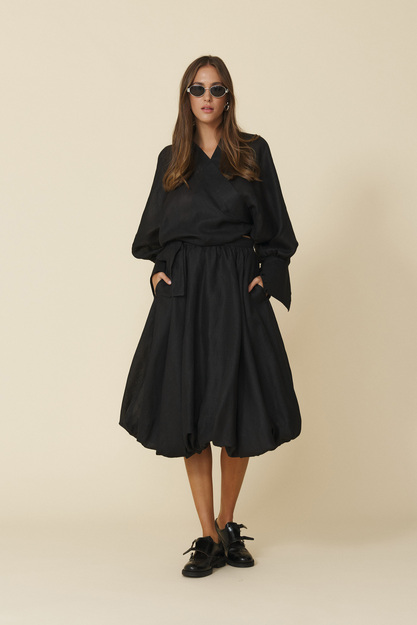 Balloon Black Midi Skirt - FW25