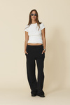 Black Cotton Wide-leg Pants - FW25