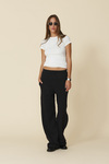 Black Cotton Wide-leg Pants - FW25