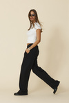 Black Cotton Wide-leg Pants - FW25