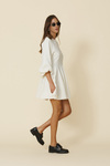 White Mini Dress With Long Puff Sleeves - FW25