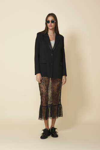 Black Midi Lace Skirt - FW25 - PNK Casual