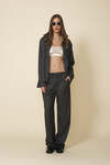 Grey Striped Relaxed-Fit Trousers With Elasticated Hems - FW25