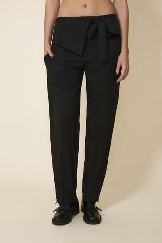 Black Pants With Waist Detail - FW25 - PNK Casual