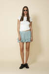 Aqua White Pleated Shorts