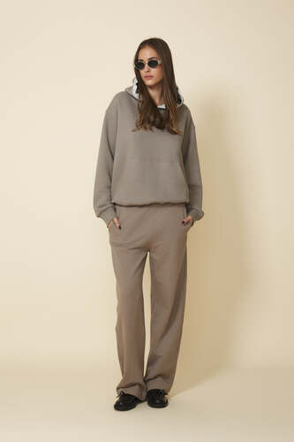 Grey Oversized Sweatshirt With Lace Inserts - PNK Casual