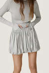Grey Dress WIth Long Sleeves And Adjustable Waist Tie - SS26