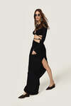 Black Maxi Dress With a Front Cut-Out Detail And Adjustable Lace-Up Tie - SS26