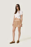 Beige Shorts With Fine Pleats - SS26
