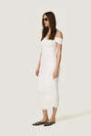 White midi dress with a draped design - SS26