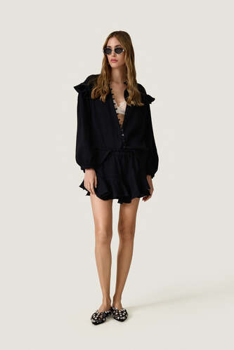 Black Oversized Cotton Blouse - PNK Casual