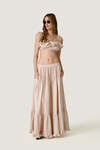 Beige Cotton Pleated Maxi Skirt - SS26
