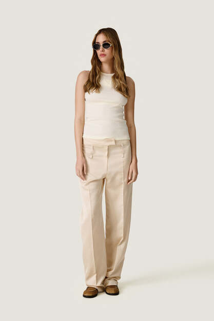 Light Yellow Cotton Tank Top - SS26