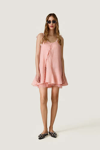 Coral loose dress with lace underneat - SS26 - PNK Casual