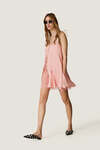 Coral loose dress with lace underneat - SS26