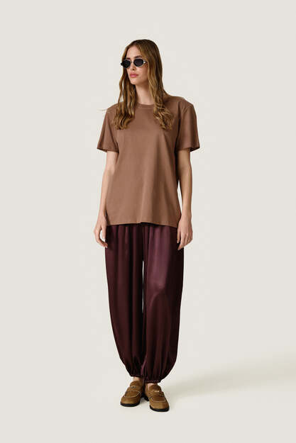 Brown T- Shirt With Oversized Shoulder - SS26