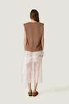 Brown Neckline Top With Oversized Shoulders