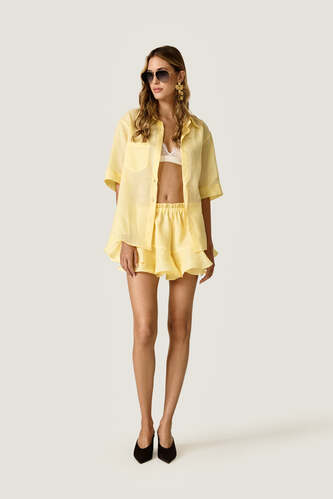 Yellow Oversized Shirt with Fluid Silhouette - PNK Casual