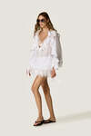 Romantic White Linen Ruffle Blouse