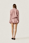 Rose Linen Shorts With Ruffles