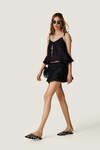 Black Linen Shorts With Ruffles