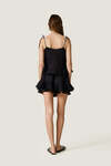 Black Linen Shorts With Ruffles