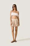 Linen Crop Top with Lace Ruffle