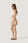 Linen Crop Top with Lace Ruffle