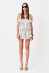 Light Grey Linen Shorts With Ruffles