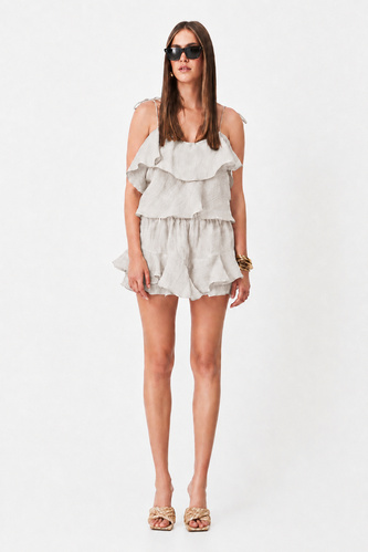 Backless Light Grey Linen Draped Top - PNK Casual